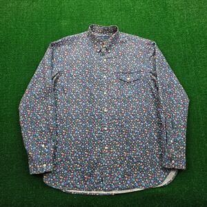 Ralph Lauren Shirt Mens Large Blue Floral Button Down Long Sleeve‎ Classic Fit